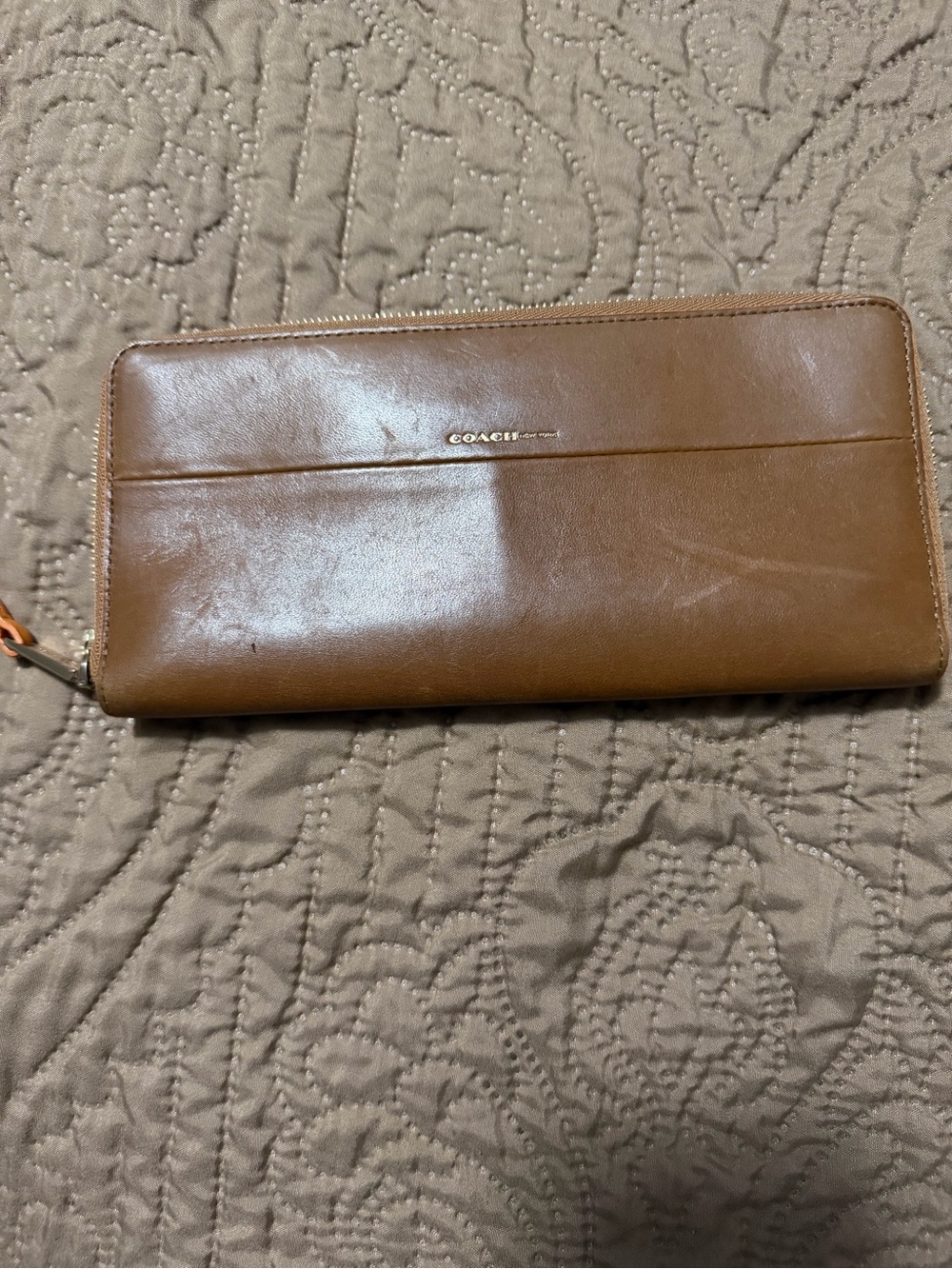 Coach Women’s Brown Leather Zip Wallet